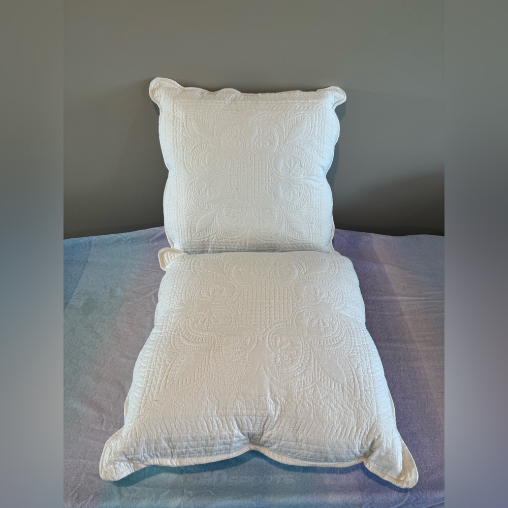 Elegant White Quilted Pillow Set